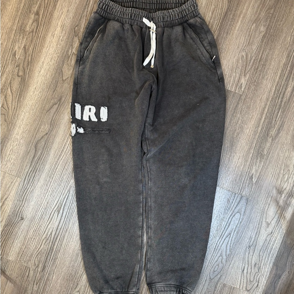AMIRI Charcoal Joggers with Leather Logo Patch